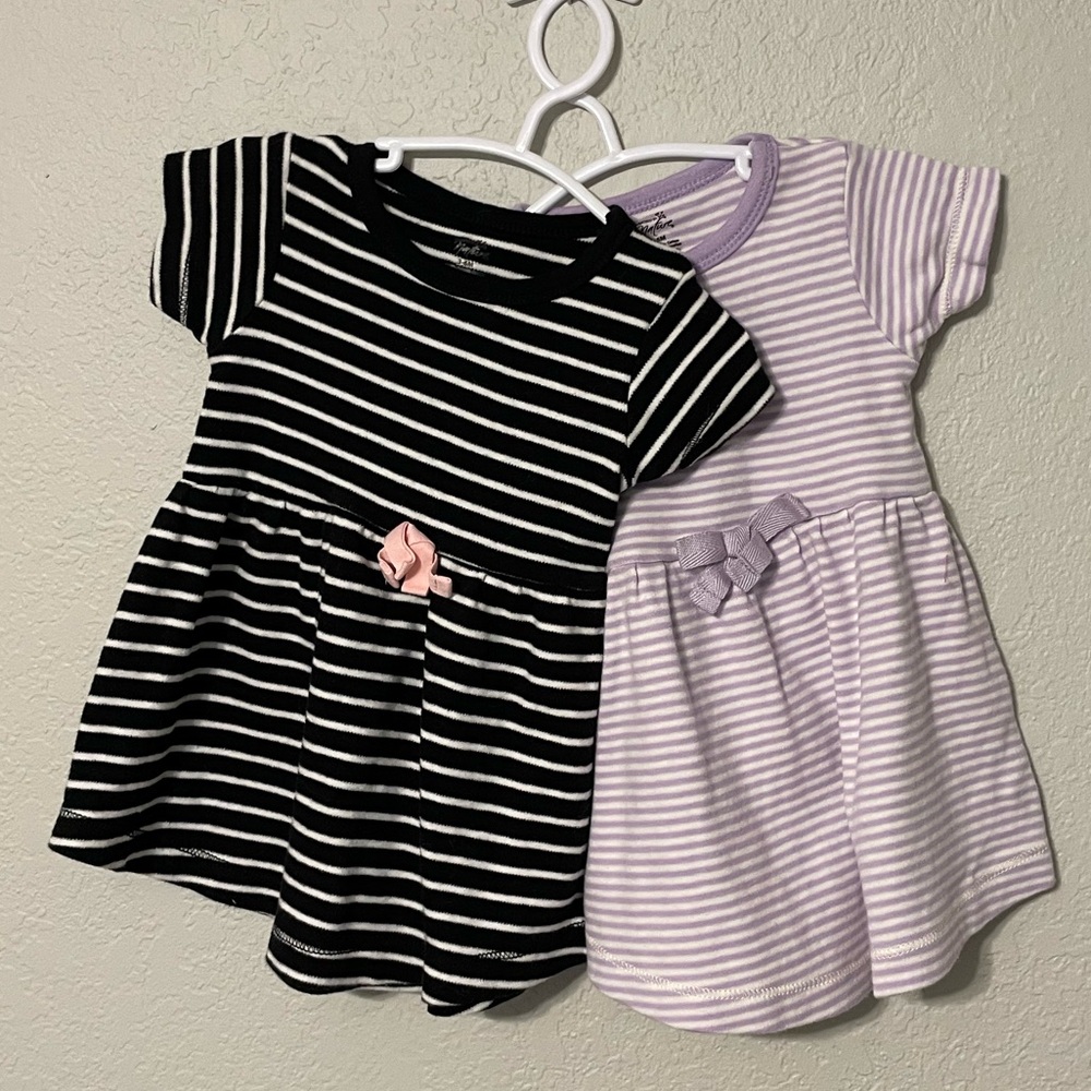 Touched by Nature Baby Girl Organic Cotton Dress, Set of 2 Short Sleeved Dresses
